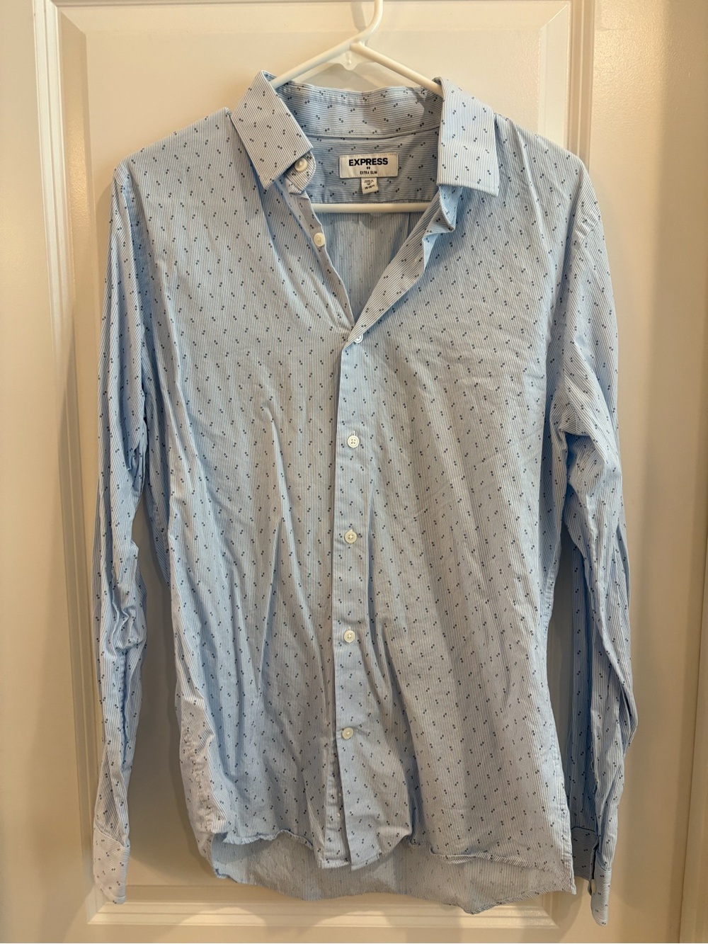 Express Light Blue Micro-Print Button Down Shirt